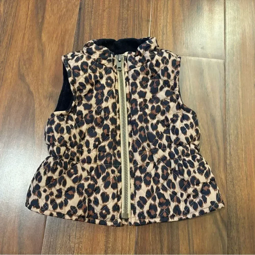 Old Navy cheetah leopard print puffer vest